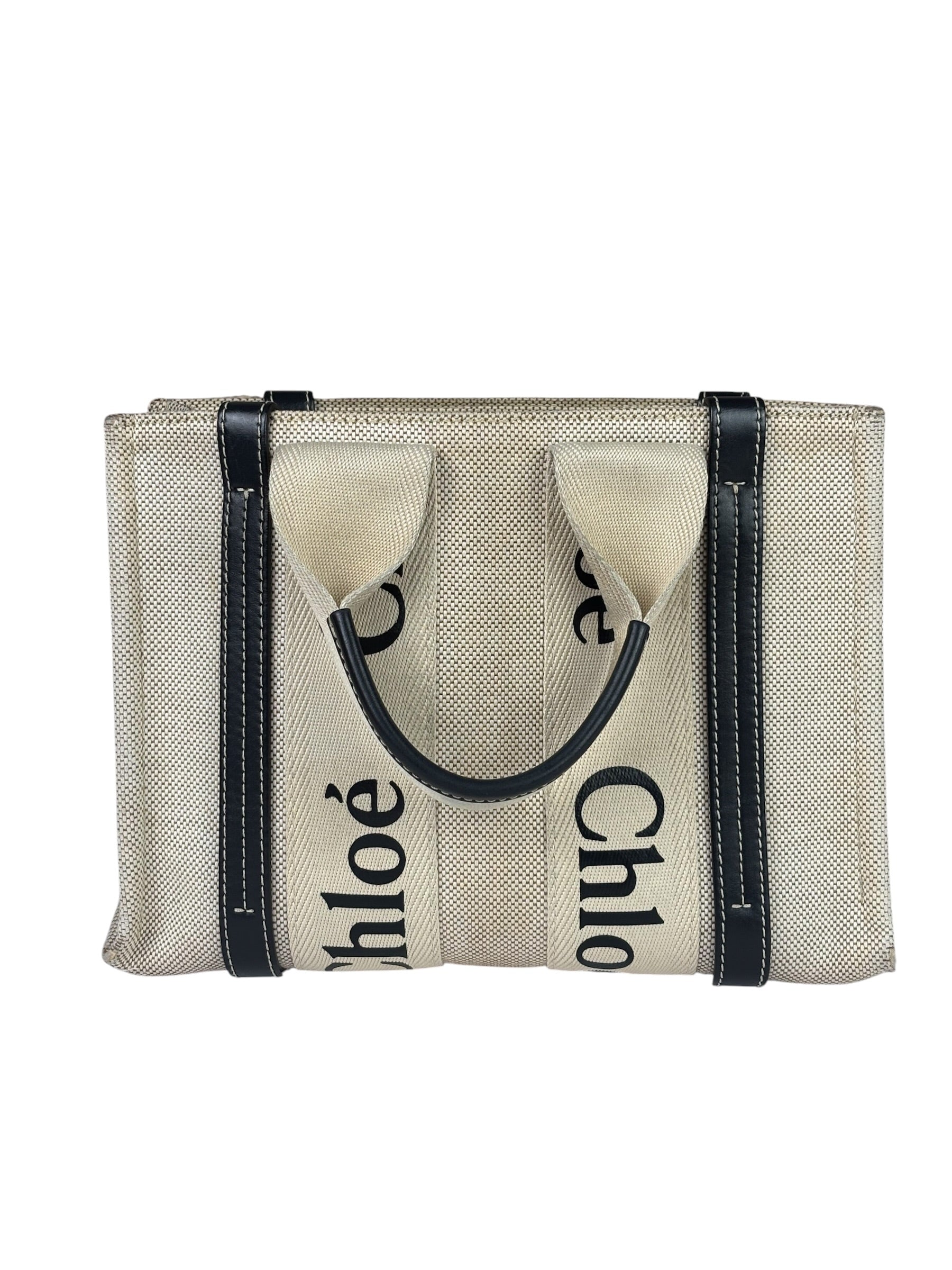 Chloe Grey/Black Leather Trim Tote