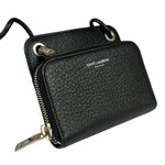 Yves Saint Laurent Black Leather Paris Lanyard Wallet