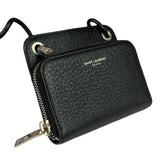 Yves Saint Laurent Black Leather Paris Lanyard Wallet