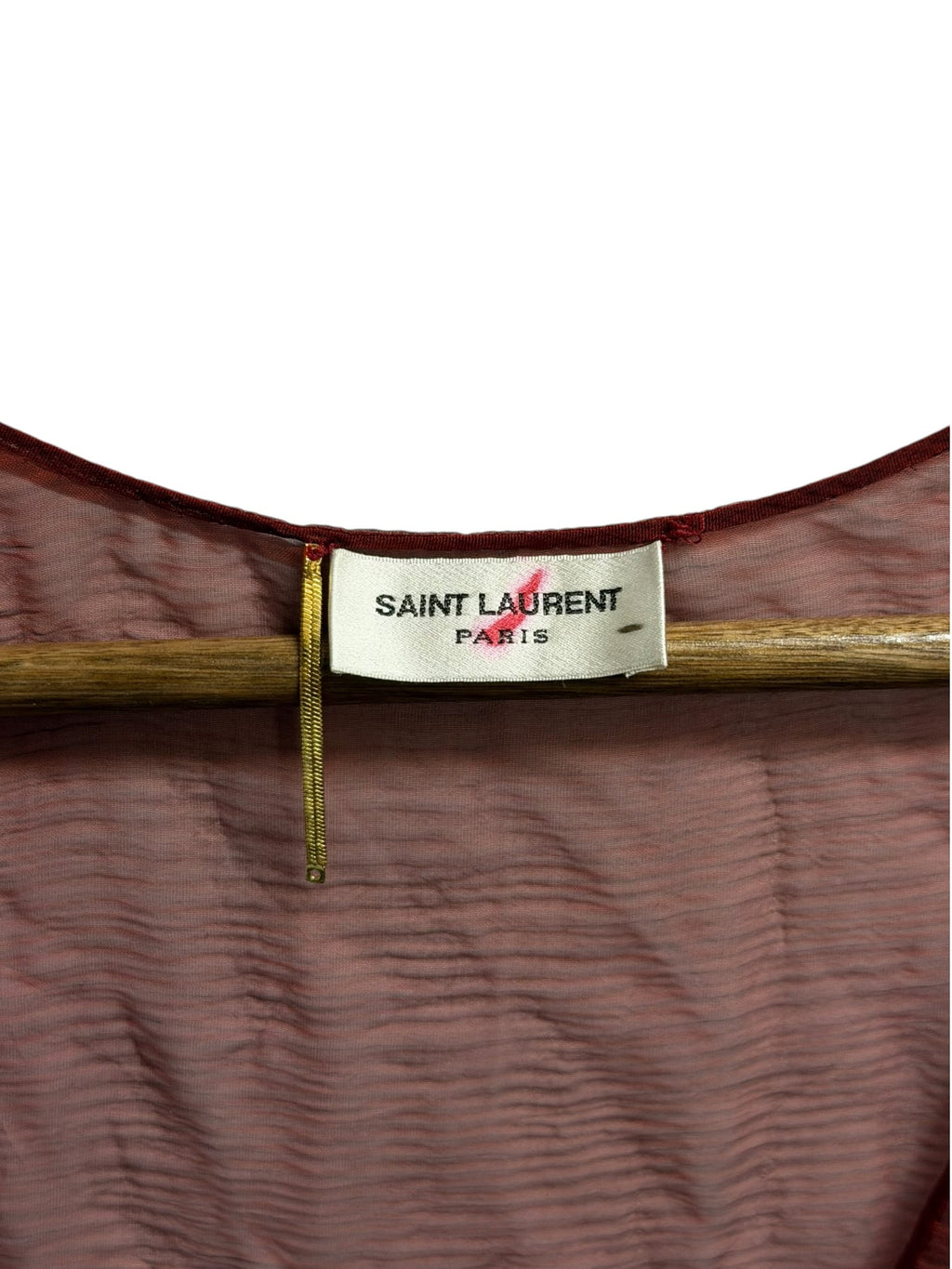 Saint Laurent Paris Red Sheer Silk Tank Top