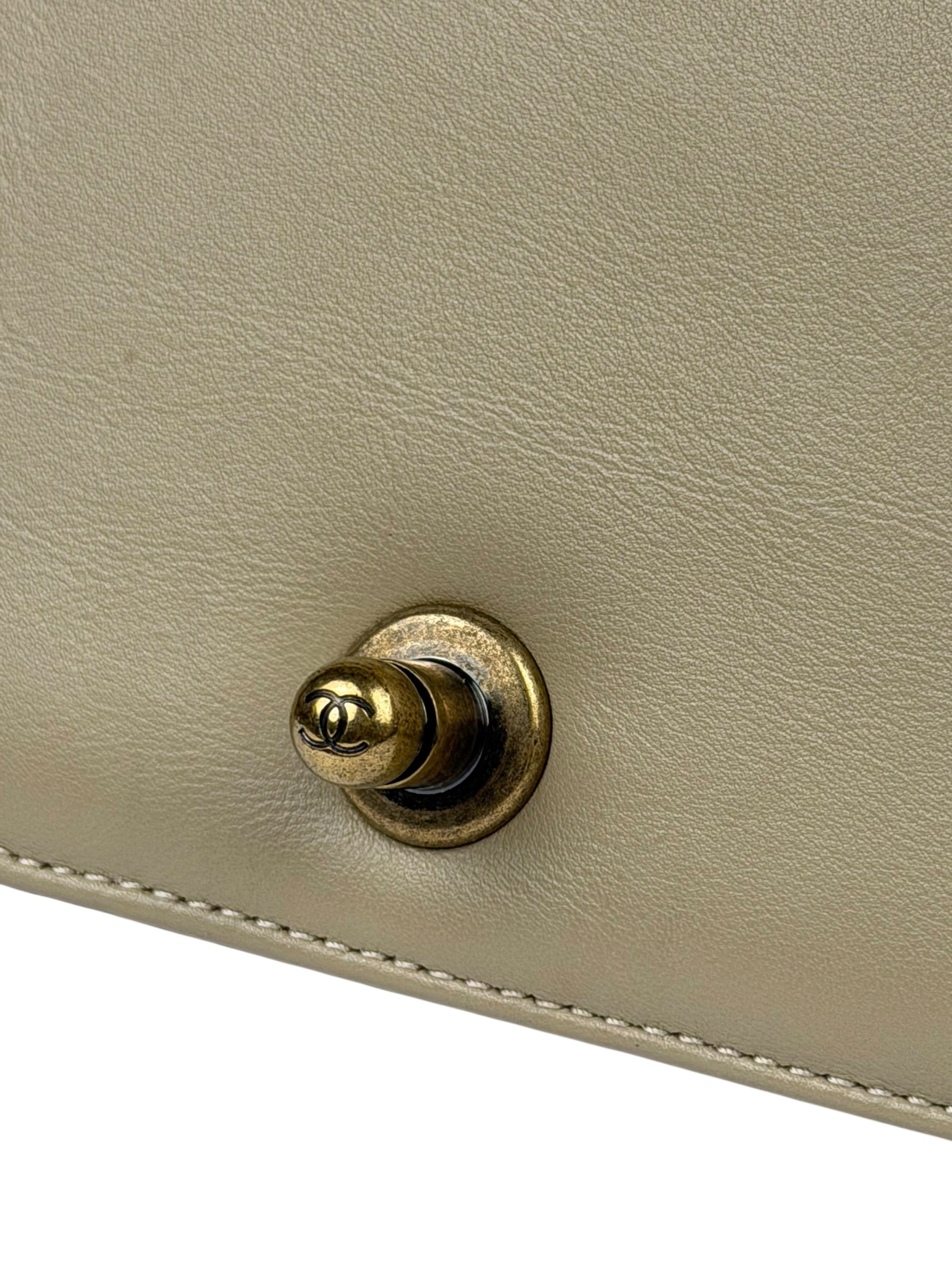Chanel Beige Leather Boy Stingray Flap Bag 2013