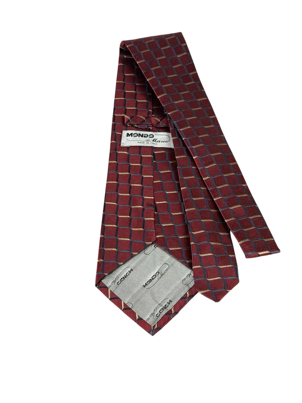 Mondo Di Marco Burgundy Square Print Tie