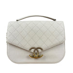 Chanel Ivory Caviar Quilted Coco Cuba Chain Top Handle Bag 2018