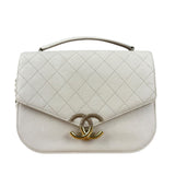 Chanel Ivory Caviar Quilted Coco Cuba Chain Top Handle Bag 2018