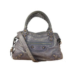 Balenciaga Vintage Distressed Purple Leather City Bag