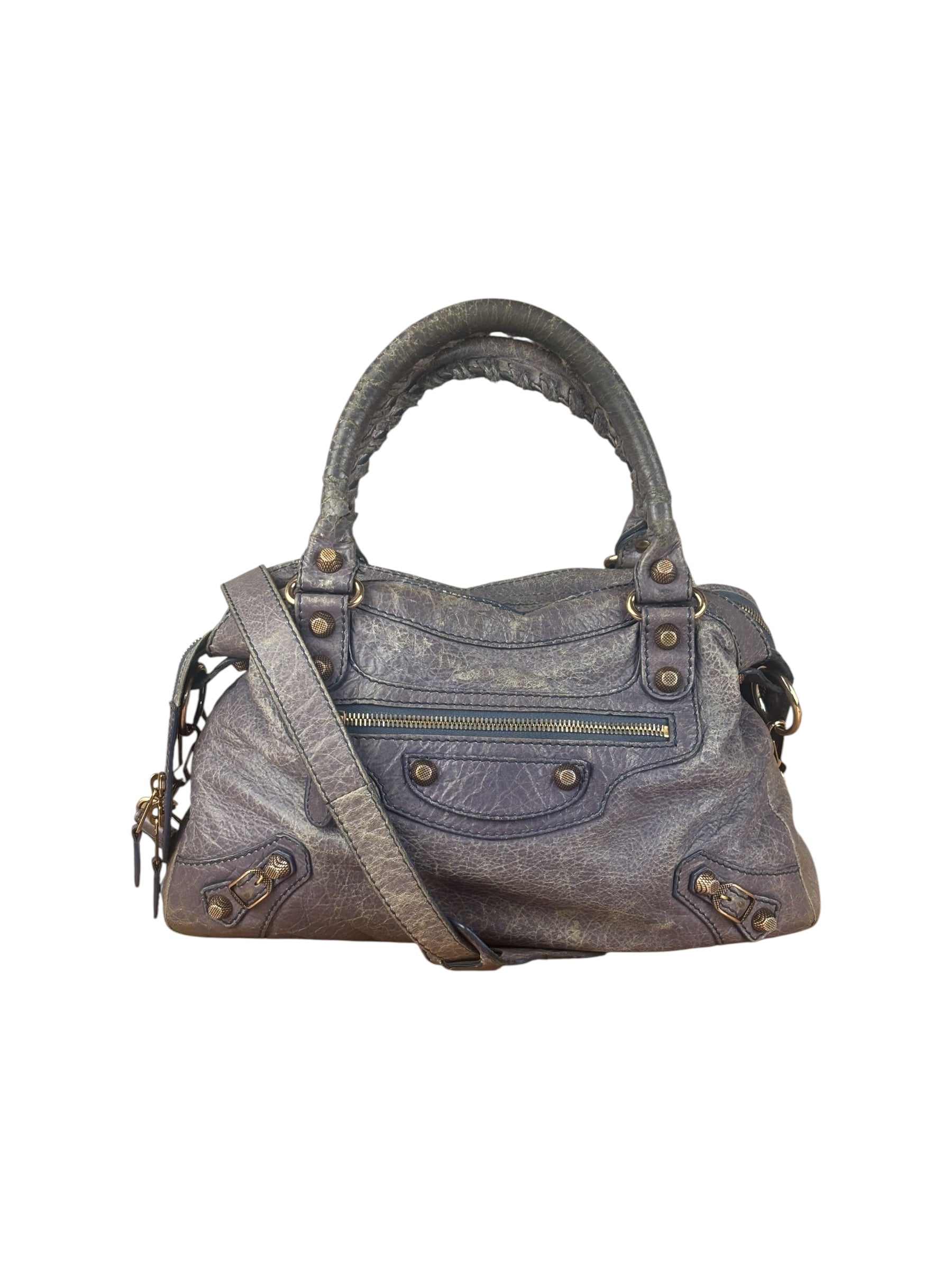 Balenciaga Vintage Distressed Purple Leather City Bag