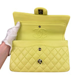 Chanel Yellow Neon Quilted Leather Classic Double Flap Bag 2010