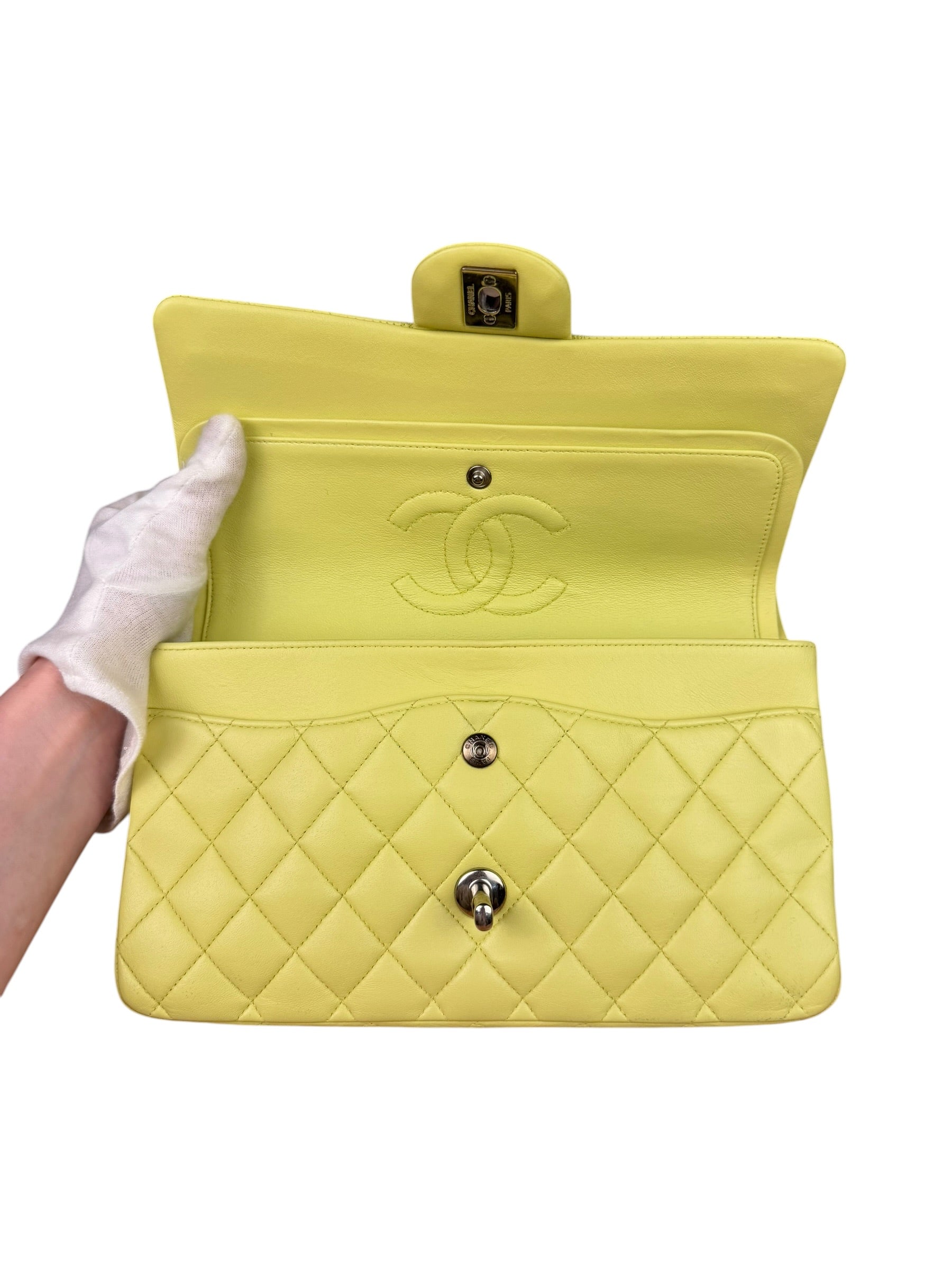 Chanel Yellow Neon Quilted Leather Classic Double Flap Bag 2010