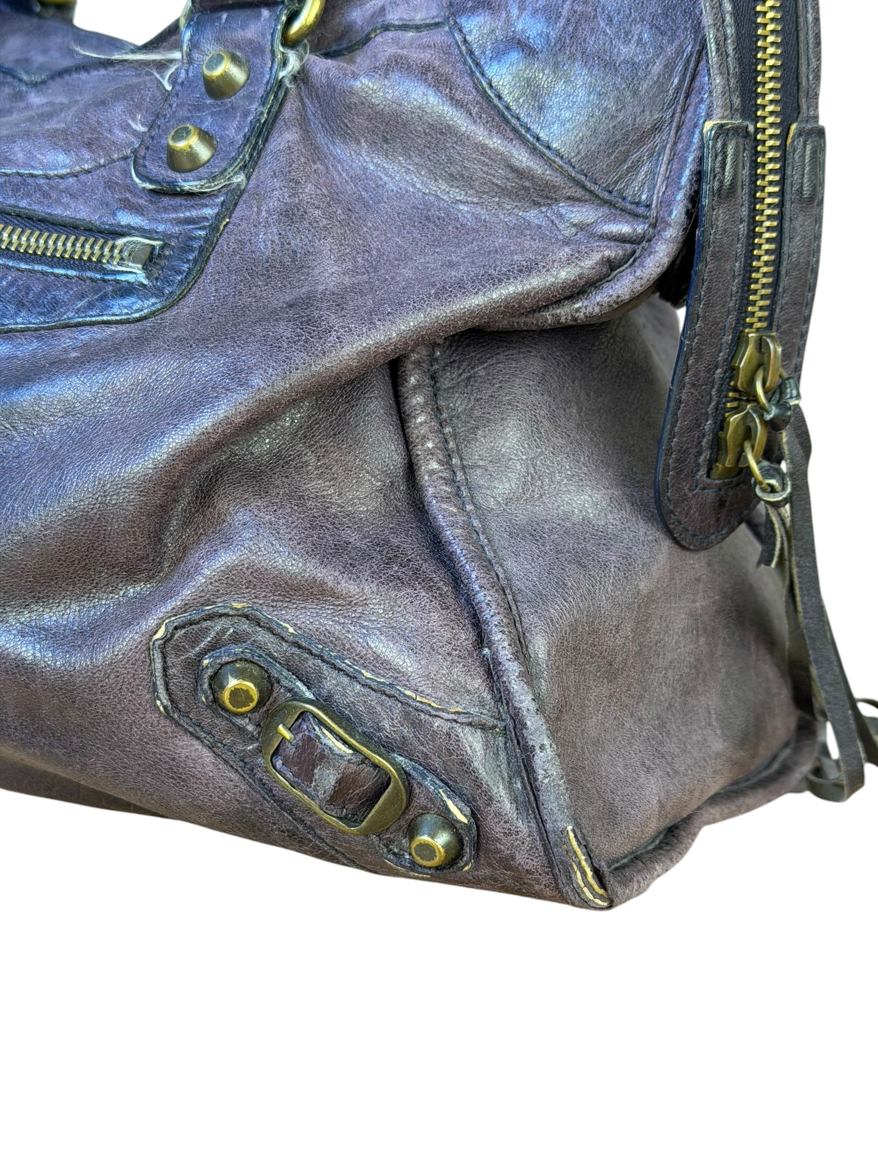 Balenciaga Vintage Purple Classic Motorcycle City Bag