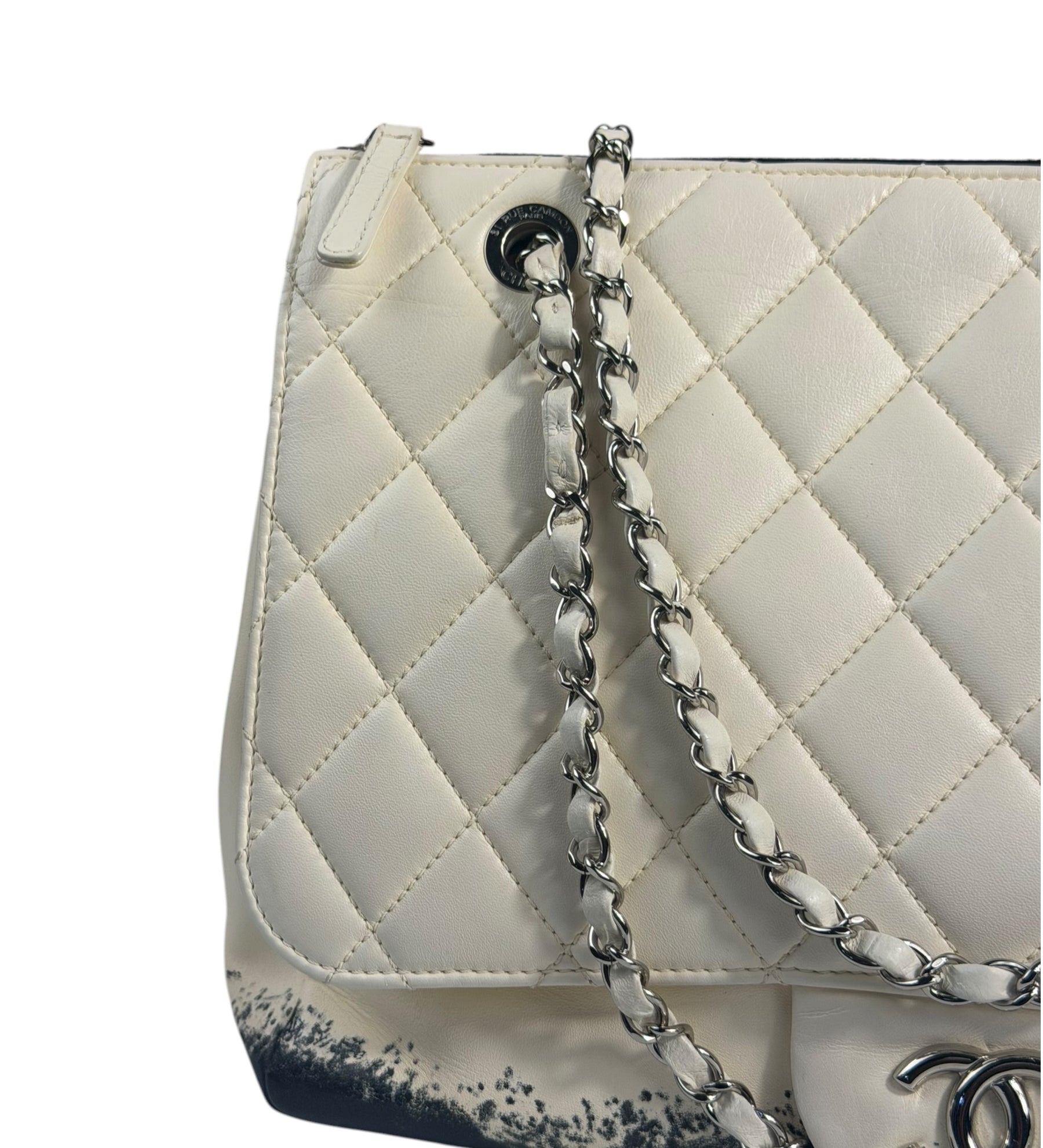 Chanel White Quilted Leather Blizzard Zip Flap-Shoulder Bag 2010