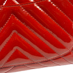 Chanel Red Patent Leather Chevron Jumbo Flap Bag 2009