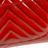 Chanel Red Patent Leather Chevron Jumbo Flap Bag 2009