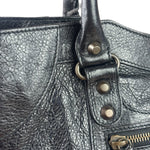 Balenciaga Black Lambskin Moto Work Two-Way Bag