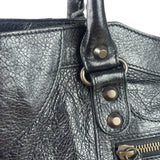 Balenciaga Black Lambskin Moto Work Two-Way Bag