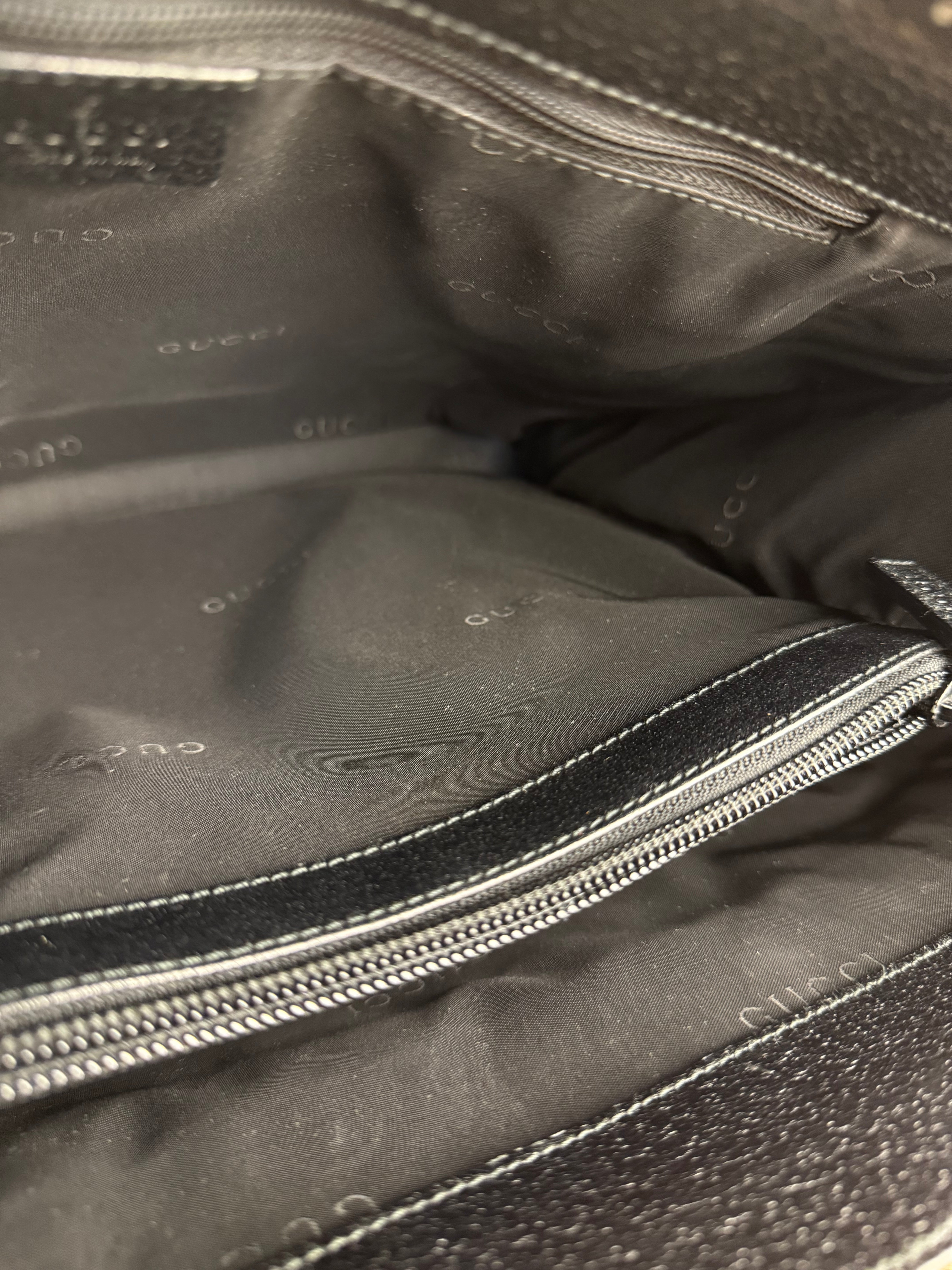 Gucci Vintage Black Leather Shoulder Tote