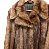 Vintage Brown Striped Fox Fur Long Coat