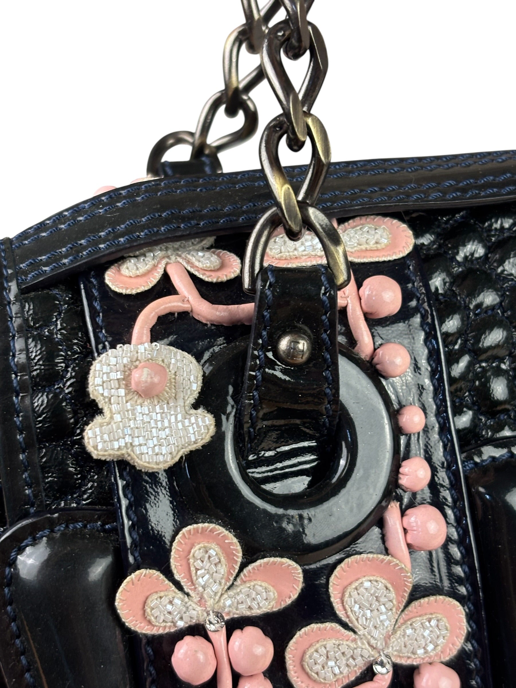 Fendi Patent Leather Romanesque B Buckle Bag