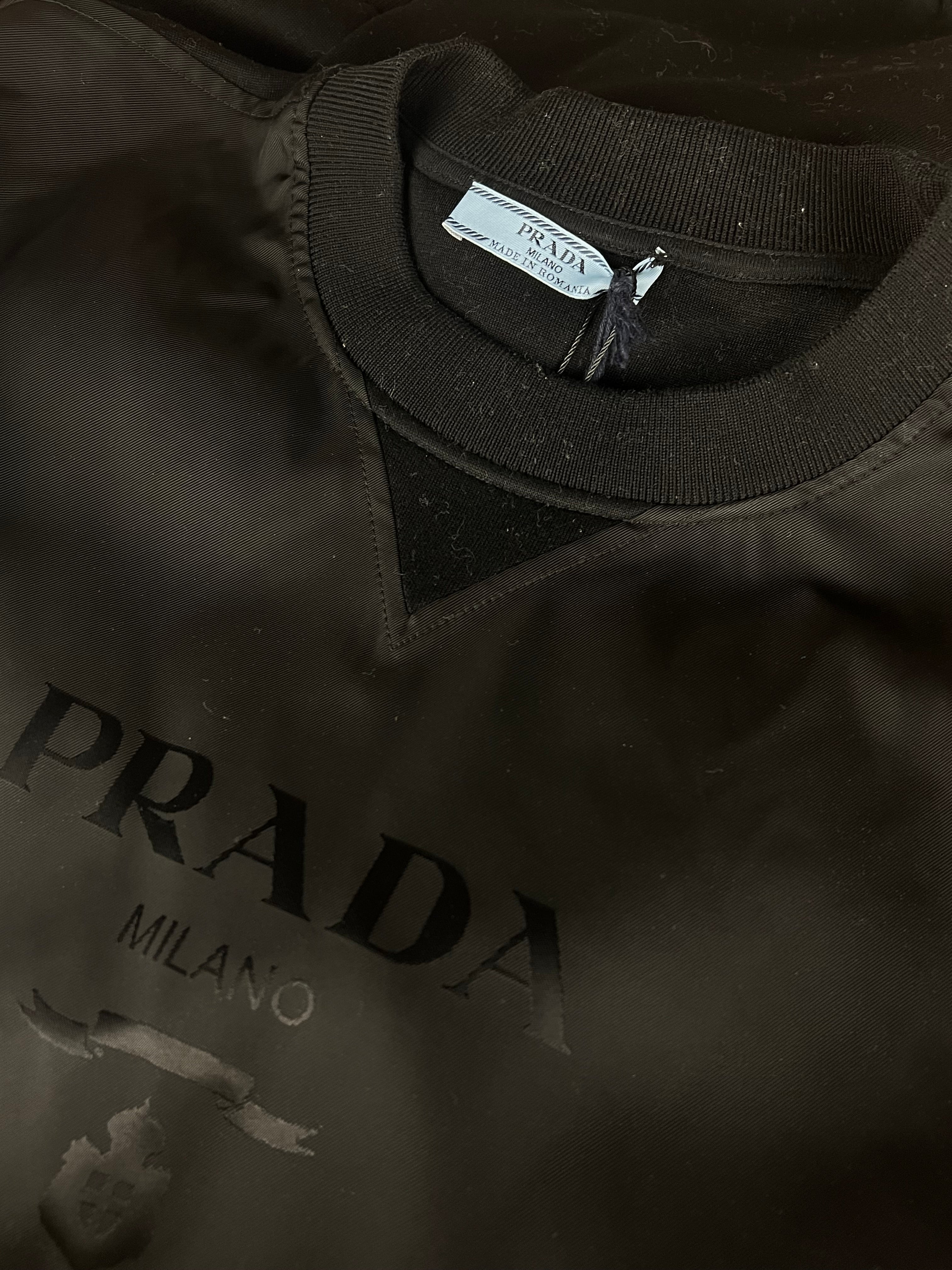 Prada Black Nylon Logo Pullover