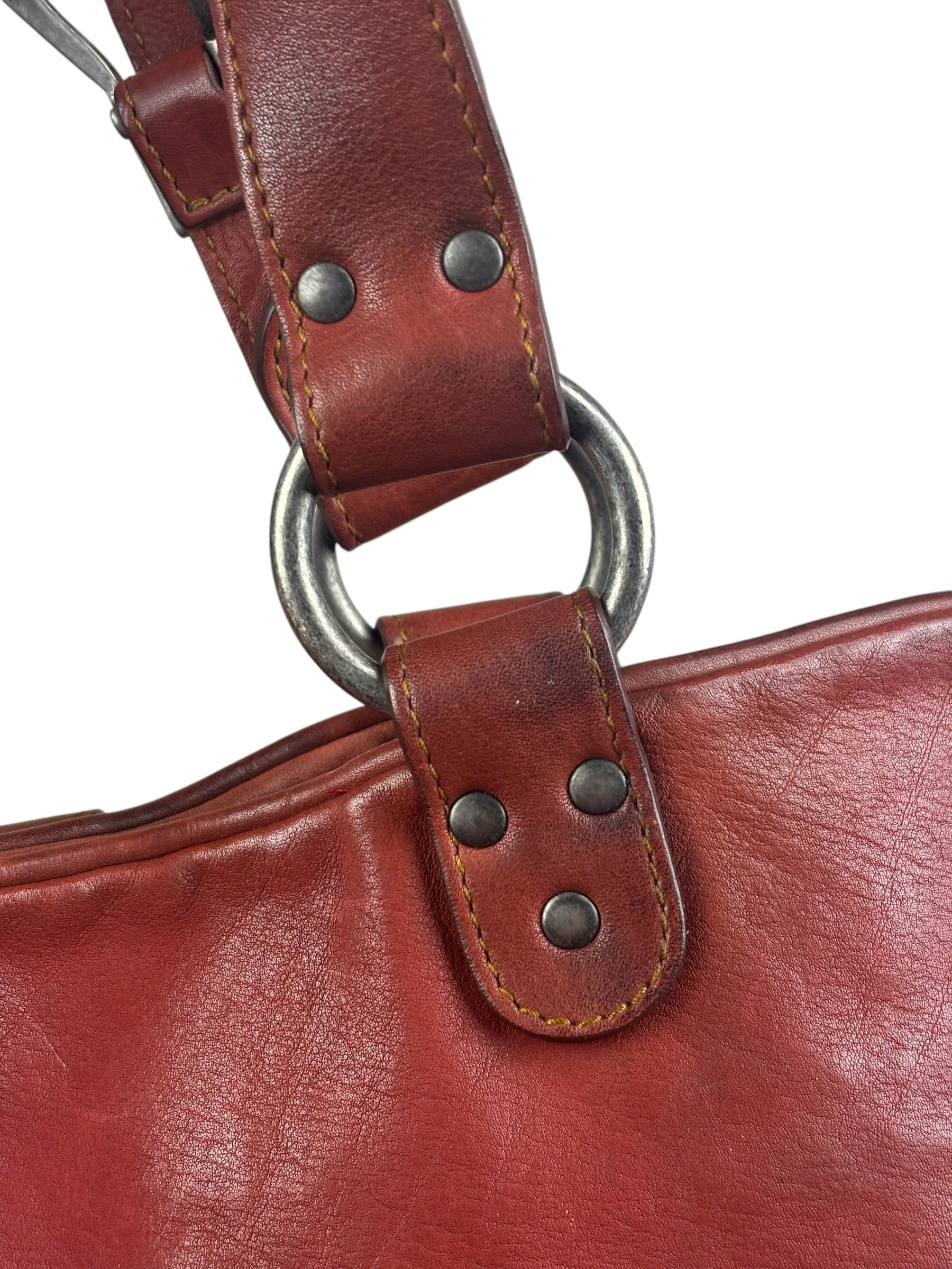 Christian Dior Burgundy Leather Gaucho Saddle Large Shoulder Bag