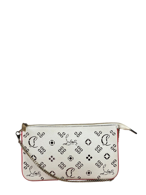 Christian Louboutin White Leather Loubinthesky Perforated Pochette