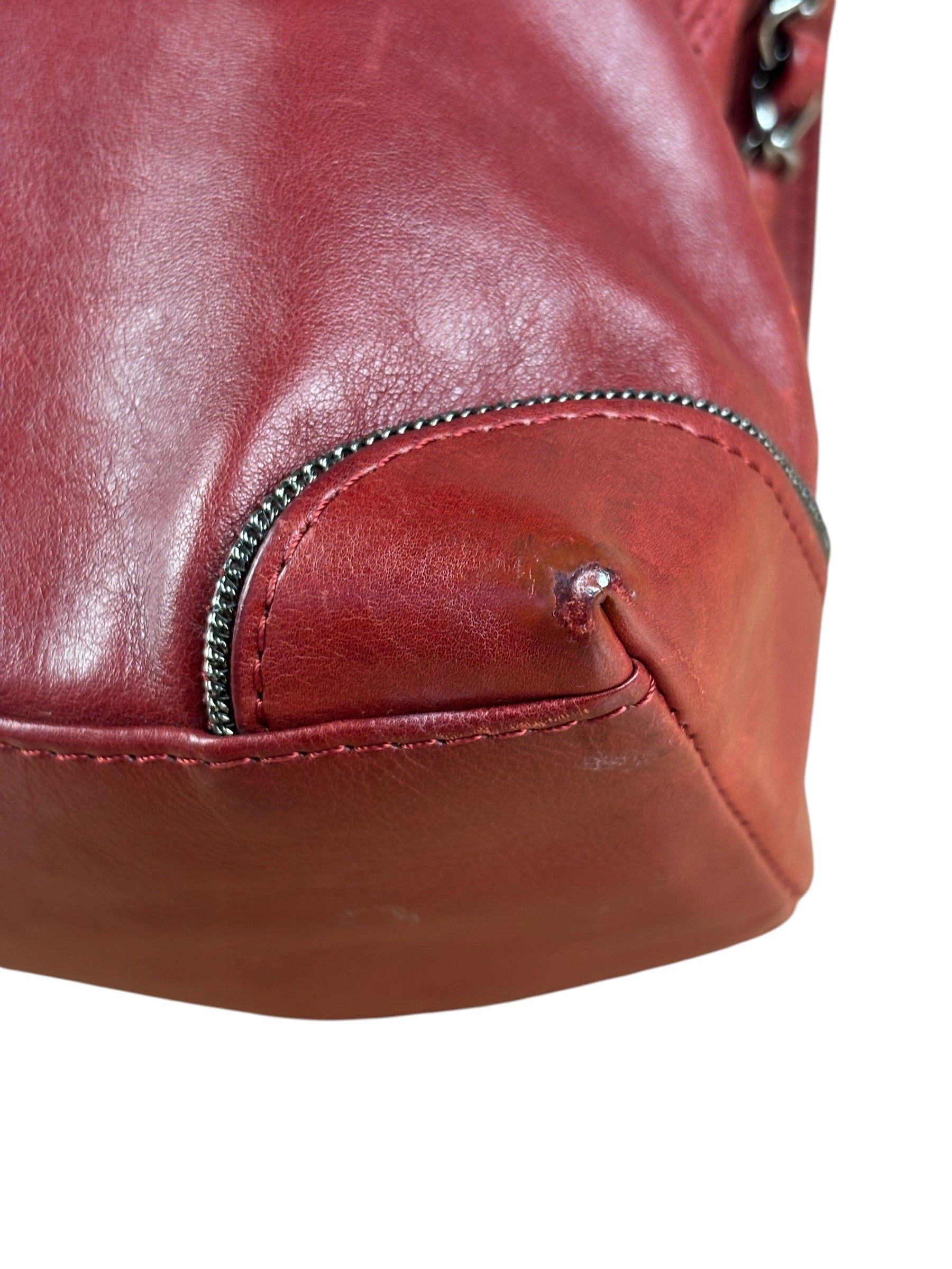Chanel Red Quilted Leather Chain Shoulder Bag 2007
