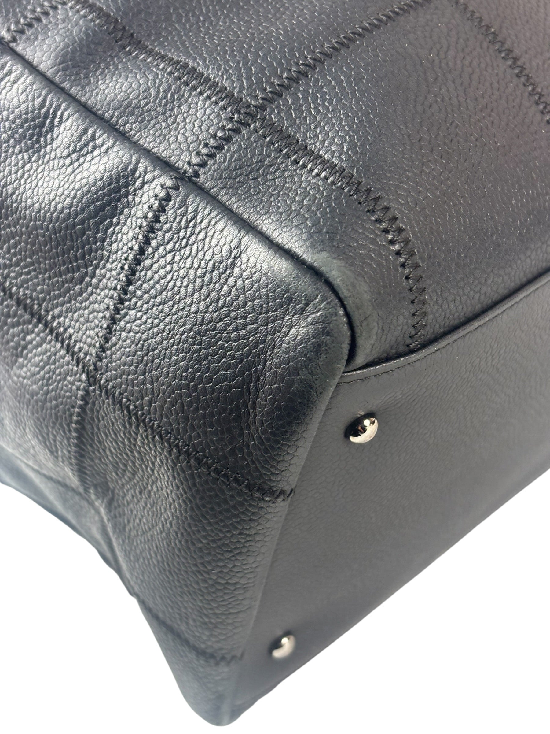 Chanel Navy Chocolate Bar Square Quilt LAX Bowler Bag 2004