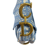 Christian Dior Blue/White Oblique Embroidered Saddle Bag