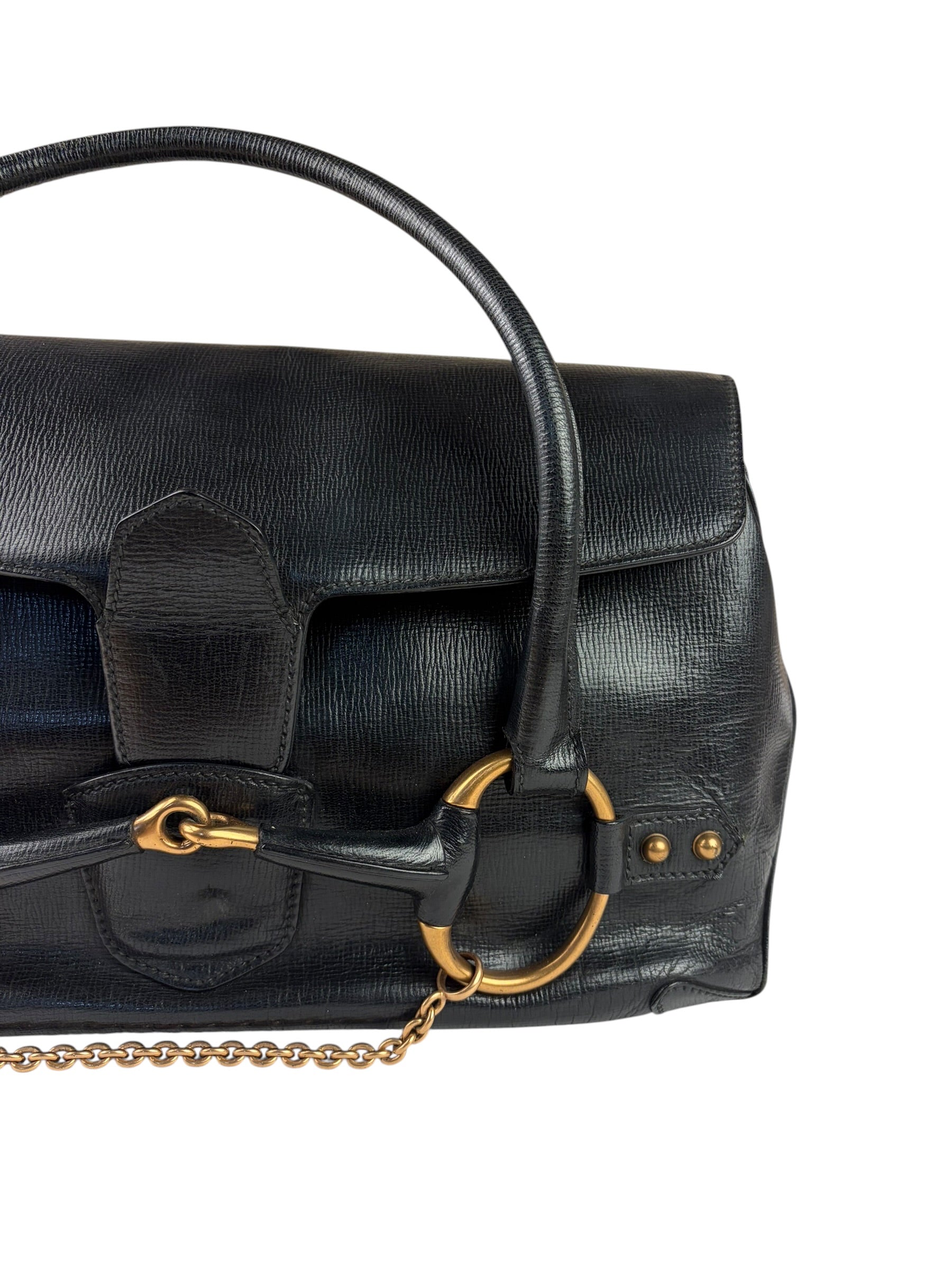 Gucci Vintage Black Horsebit Flap Bag