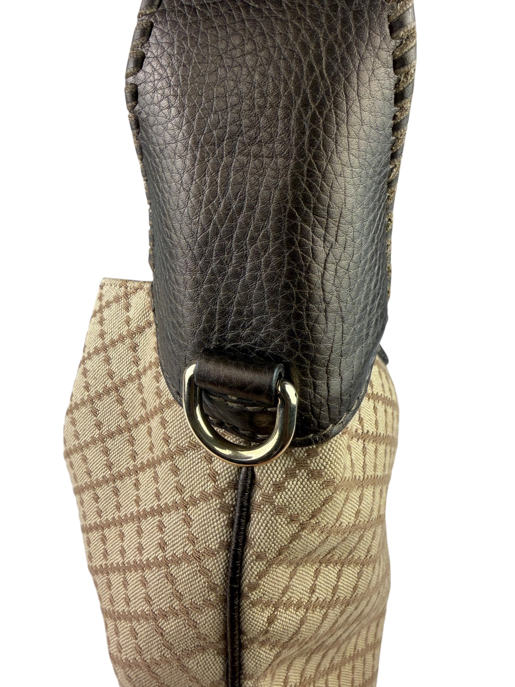Gucci Brown Leather Trim Jackie 1961 Hobo Bag