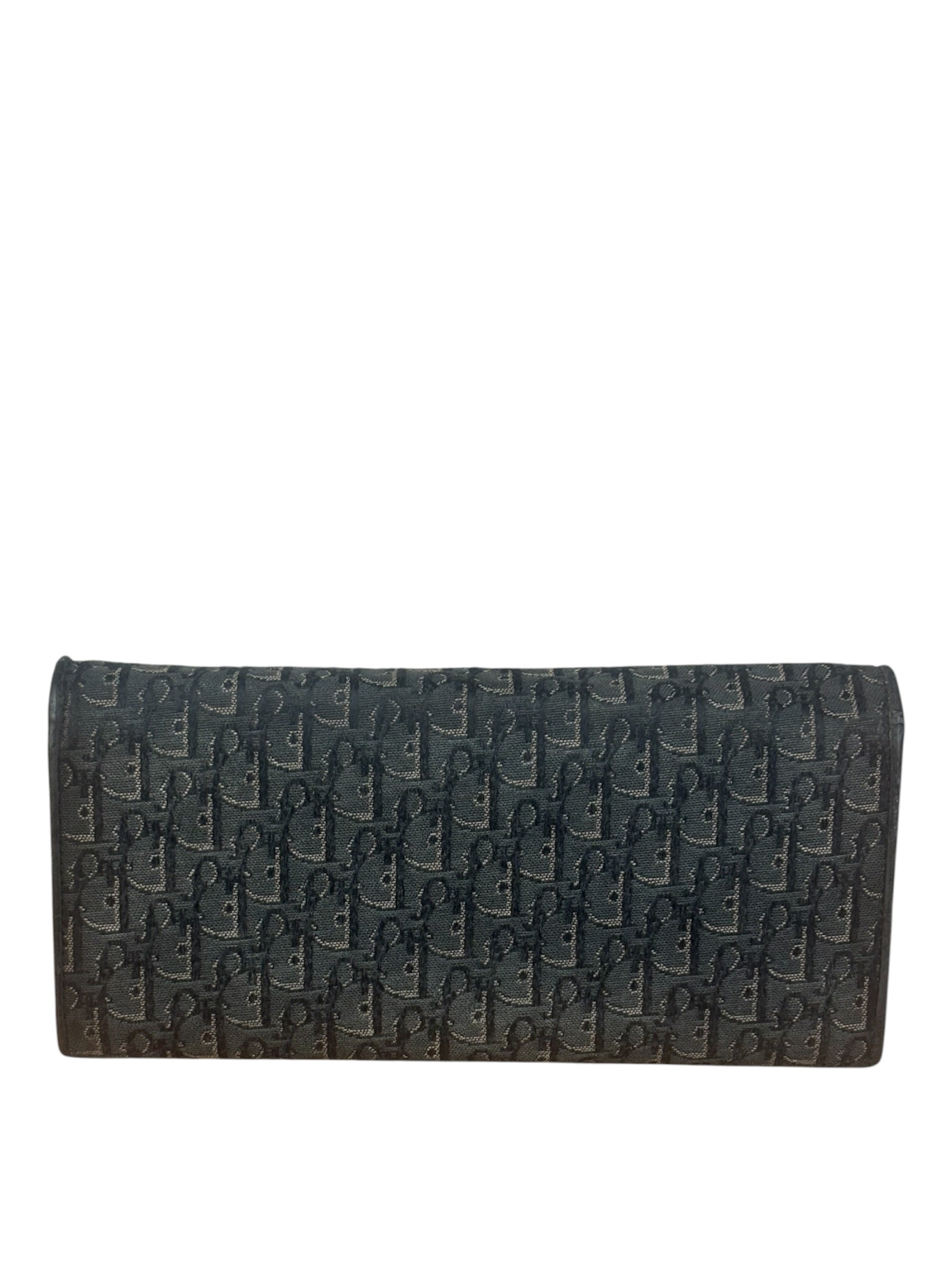 Christian Dior Vintage Black Canvas Trotter Long Wallet