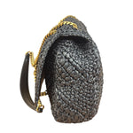 YSL Black Raffia Leather Trim Jamie Chain Shoulder Bag