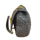 YSL Black Raffia Leather Trim Jamie Chain Shoulder Bag