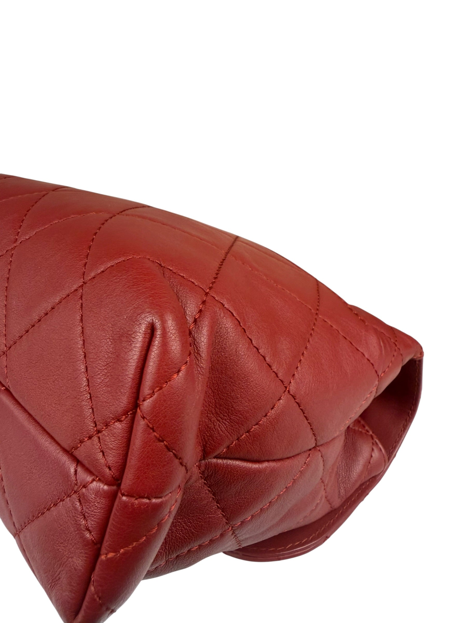 Chanel Red Qulited Leather Flap Shoulder Bag 2011