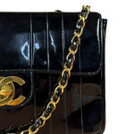 Chanel Black Patent Mademoiselle Single Flap Bag '95