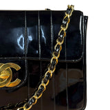 Chanel Black Patent Mademoiselle Single Flap Bag '95