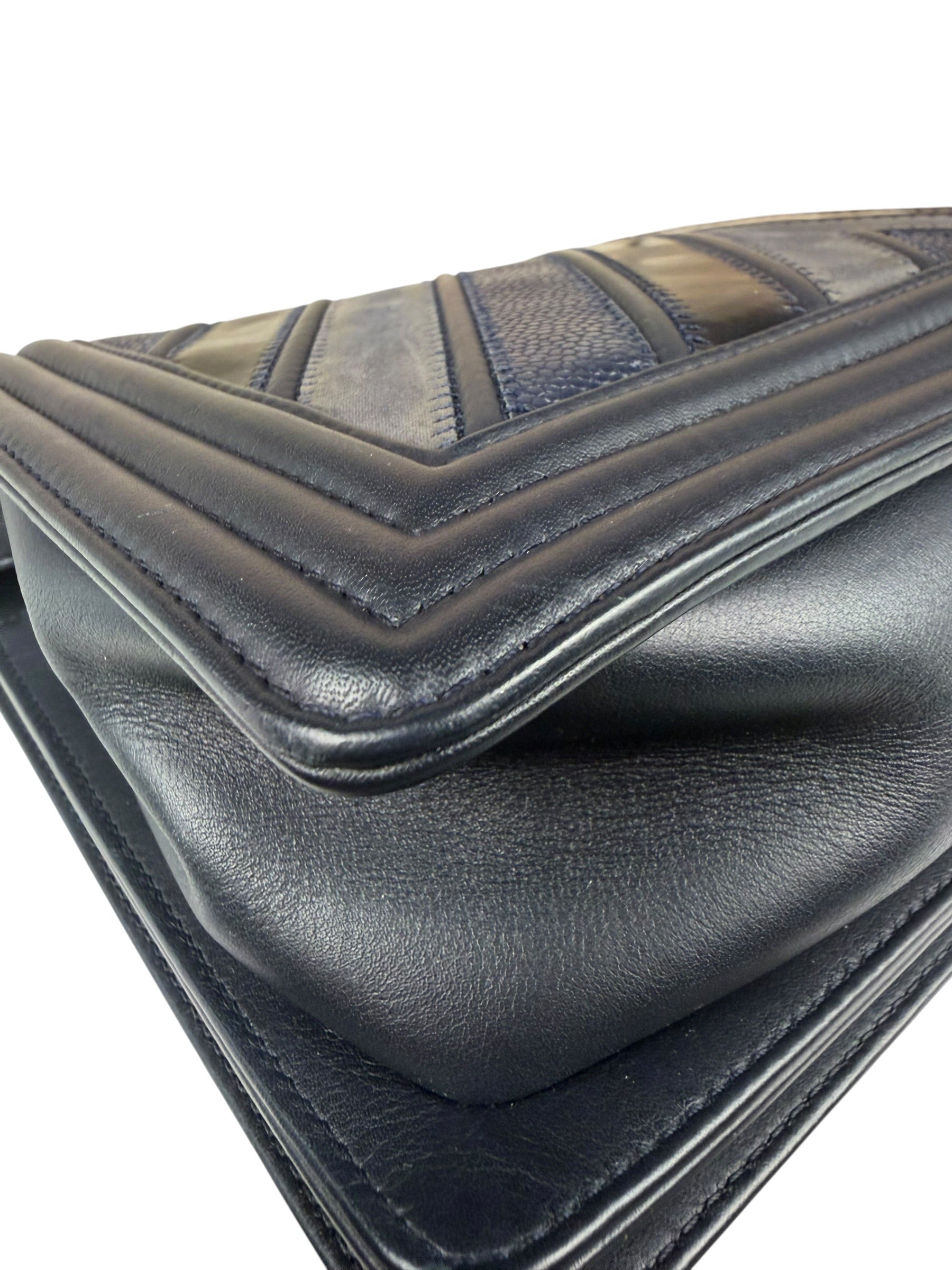 Chanel Tricolor Chevron Leather Old Medium Boy Flap 2016