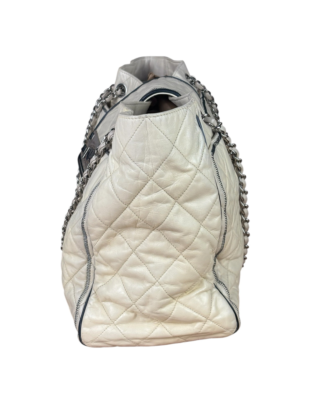 Chanel Cream Quilted Lambskin East/West Reissue Tote 2008