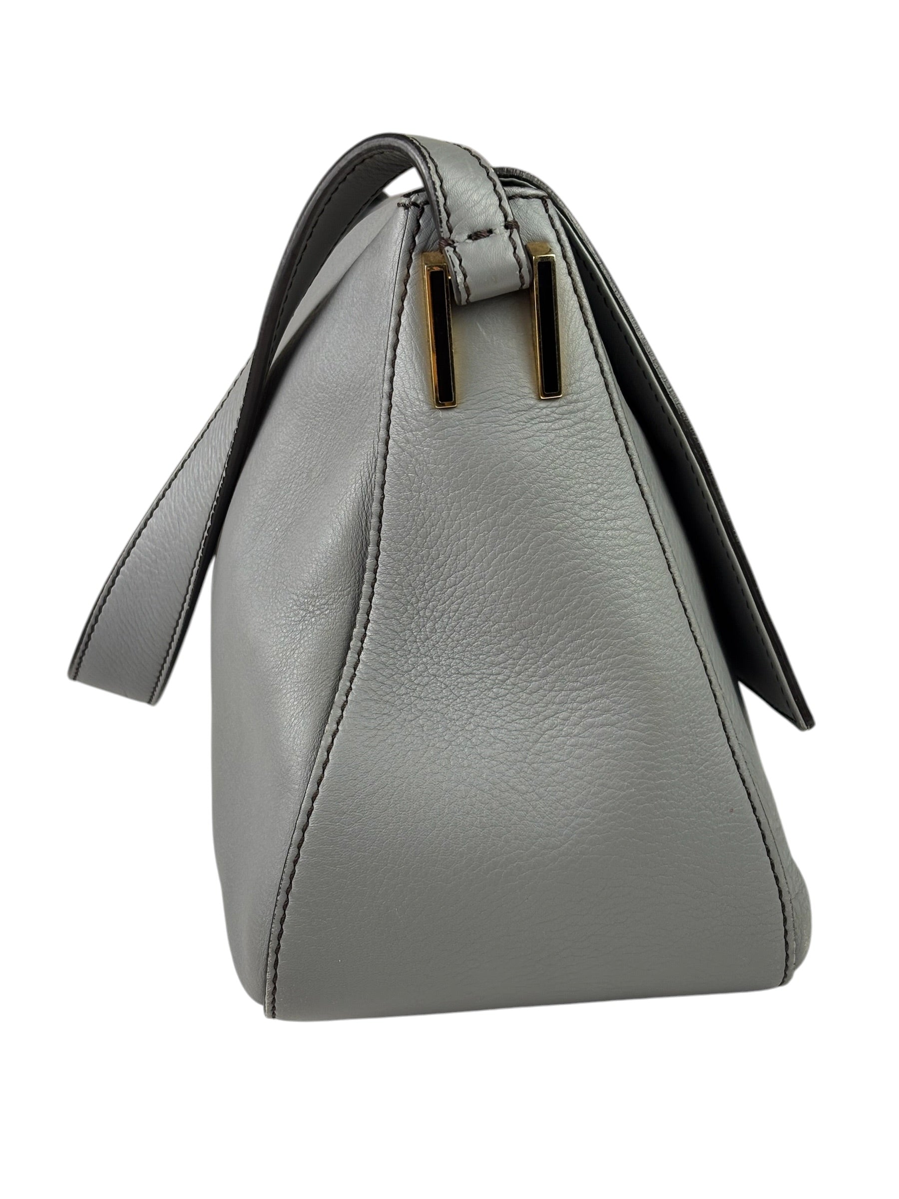 Fendi Grey Leather Flap Bag