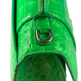Balenciaga Fluo Green Crocodile Embossed Hourglass XS Two-Way Bag