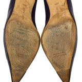 Manolo Blahnik Purple/Black Bow Kitten Heels