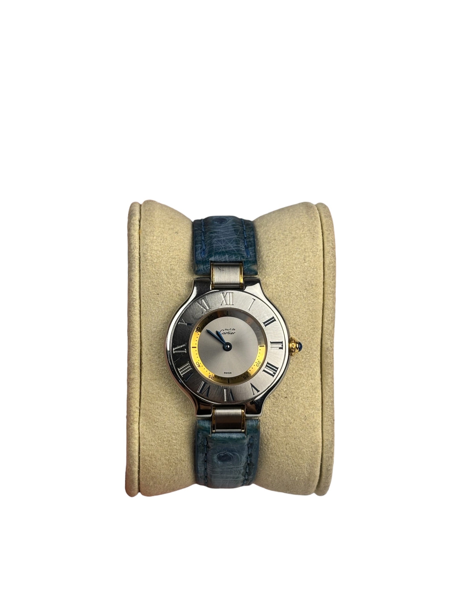 Cartier Must De 21 Blue Ostrich Strap