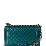 Chanel Teal Quilted Patent Leather Boy Flap Bag 2014