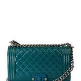Chanel Teal Quilted Patent Leather Boy Flap Bag 2014