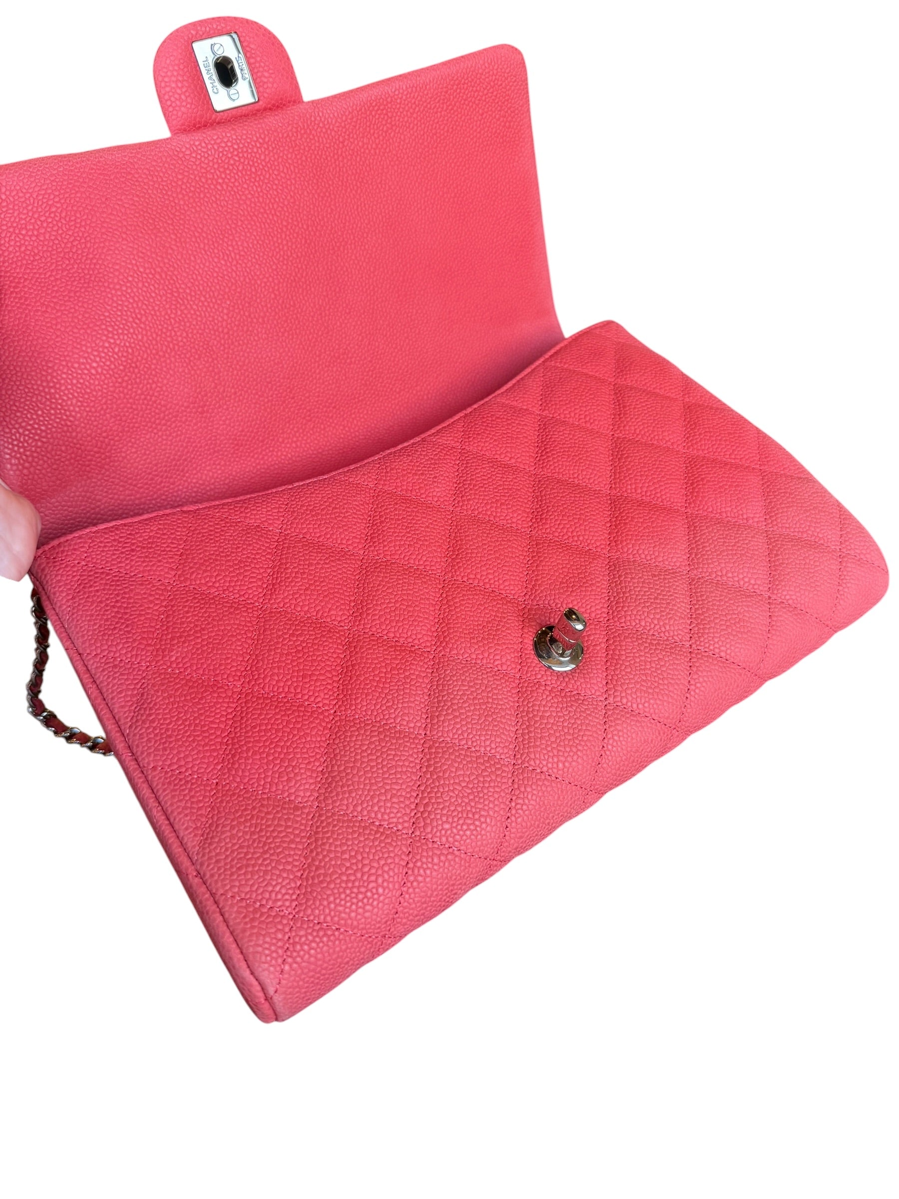 Chanel Coral Pink Matte Quilted Caviar Flap Shoulder Bag 2012