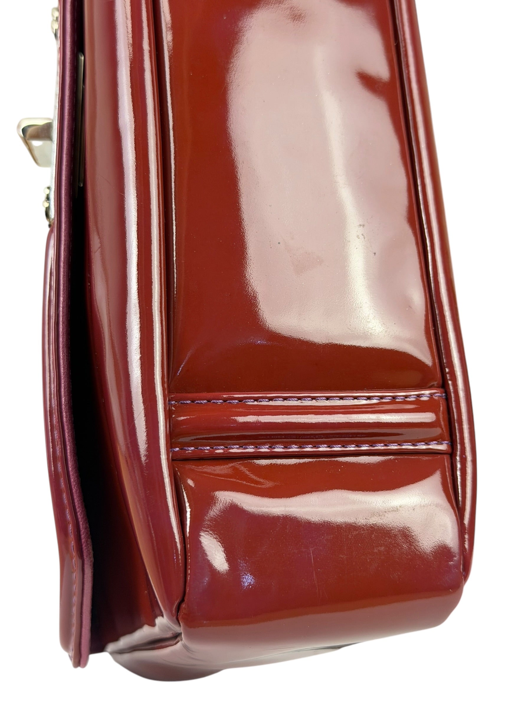Chanel Burgundy Patent Leather Mademoiselle Bijoux Chain Flap Bag 2008