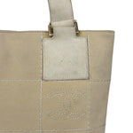 Chanel Vintage Beige Canvas Quilted Chocolate Bar Tote 2003