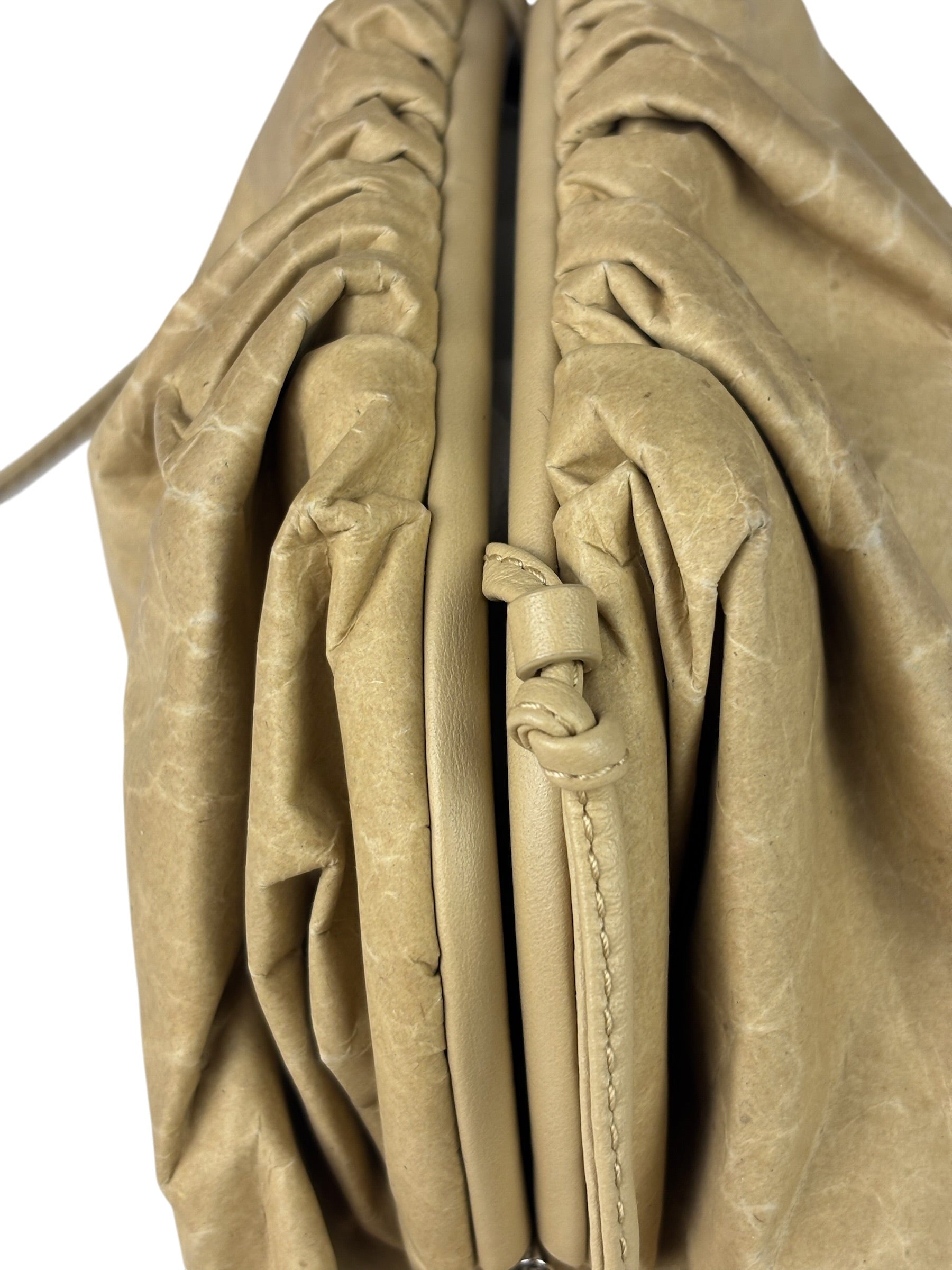 Bottega Veneta Beige Leather Kraft Paper Mini Pouch