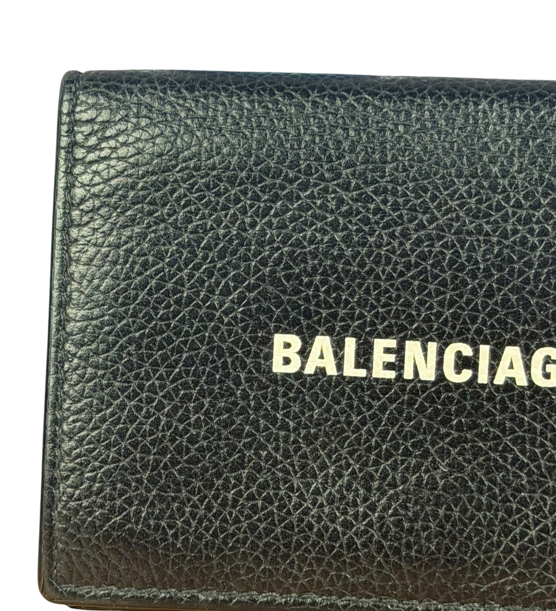 Balenciaga Black Leather Cash Mini Wallet