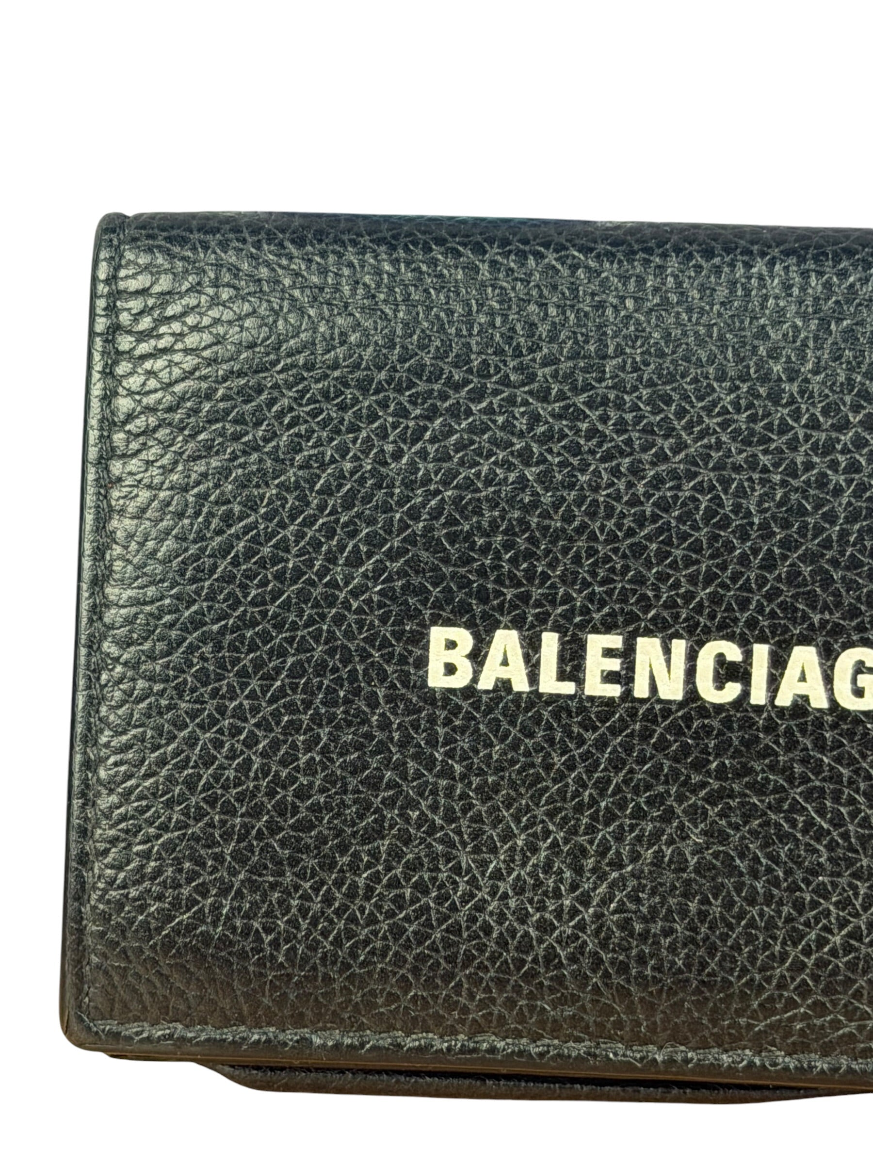 Balenciaga Black Leather Cash Mini Wallet