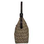 Fendi Brown Leather Trim Zucca Mamma Baguette